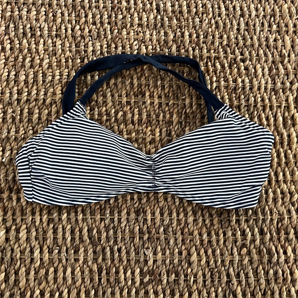 Aerie Navy & White Striped Bikini Top | Size Medium